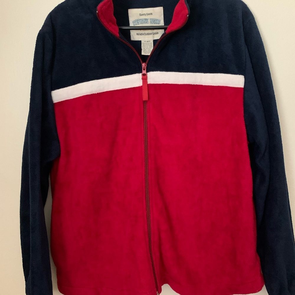 Stephanie Rogers Red, Navy & White Full-Zip Fleece Jacket XL